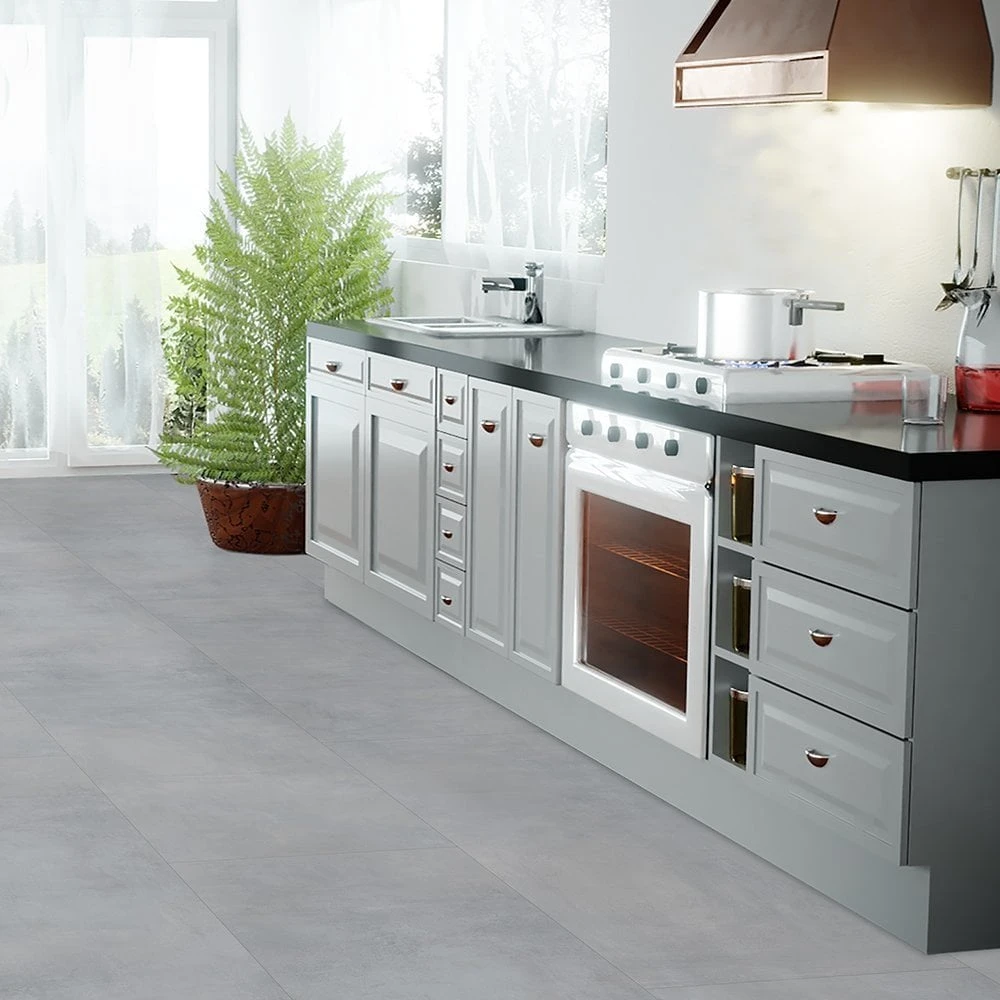 Liberty Floors Concrete Grey - Lustre 8mm High Gloss Laminate Flooring (217057) - Image 5