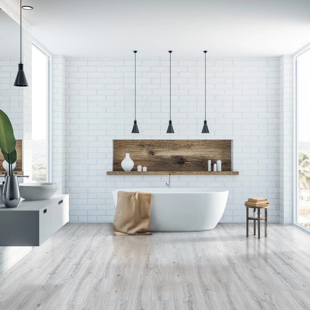 Liberty Floors Glacier Oak - Lustre 8mm High Gloss Laminate Flooring (222935)