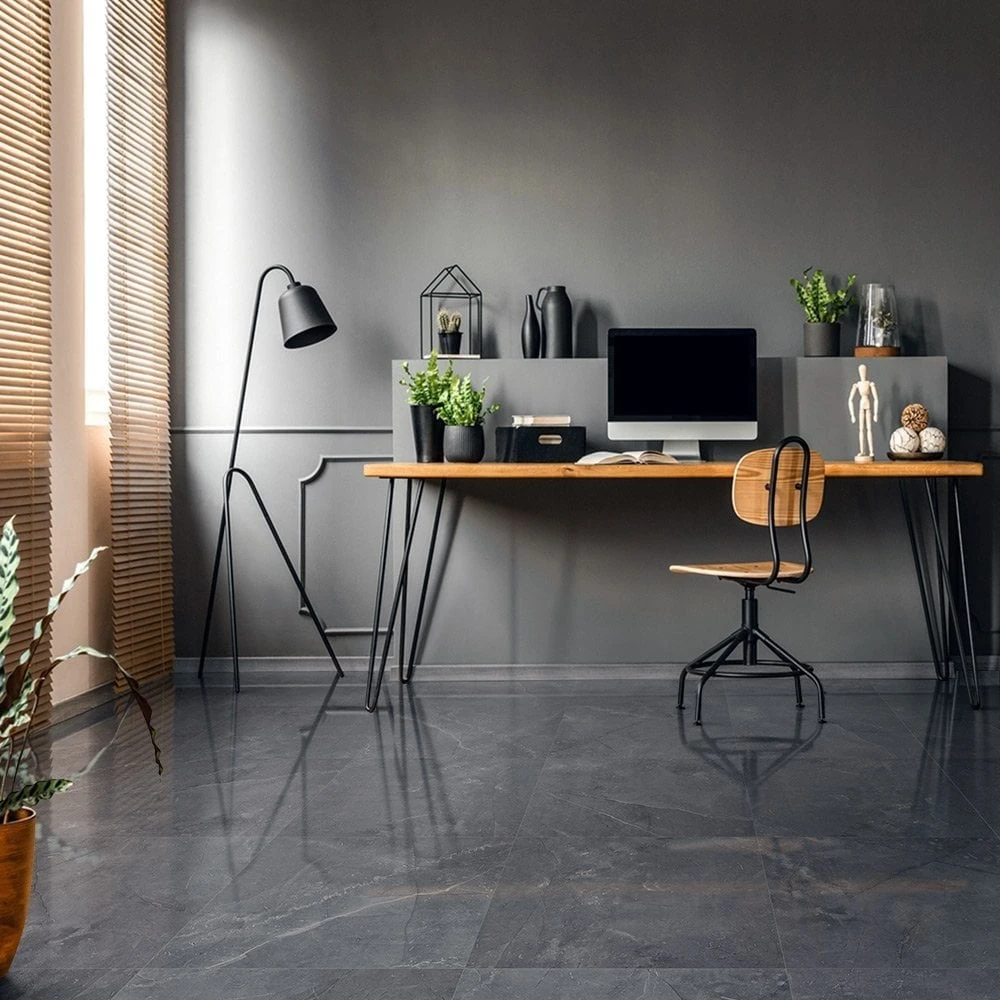 Liberty Floors Grey Marble - Lustre Plaza 8mm High Gloss Laminate Flooring (222936)