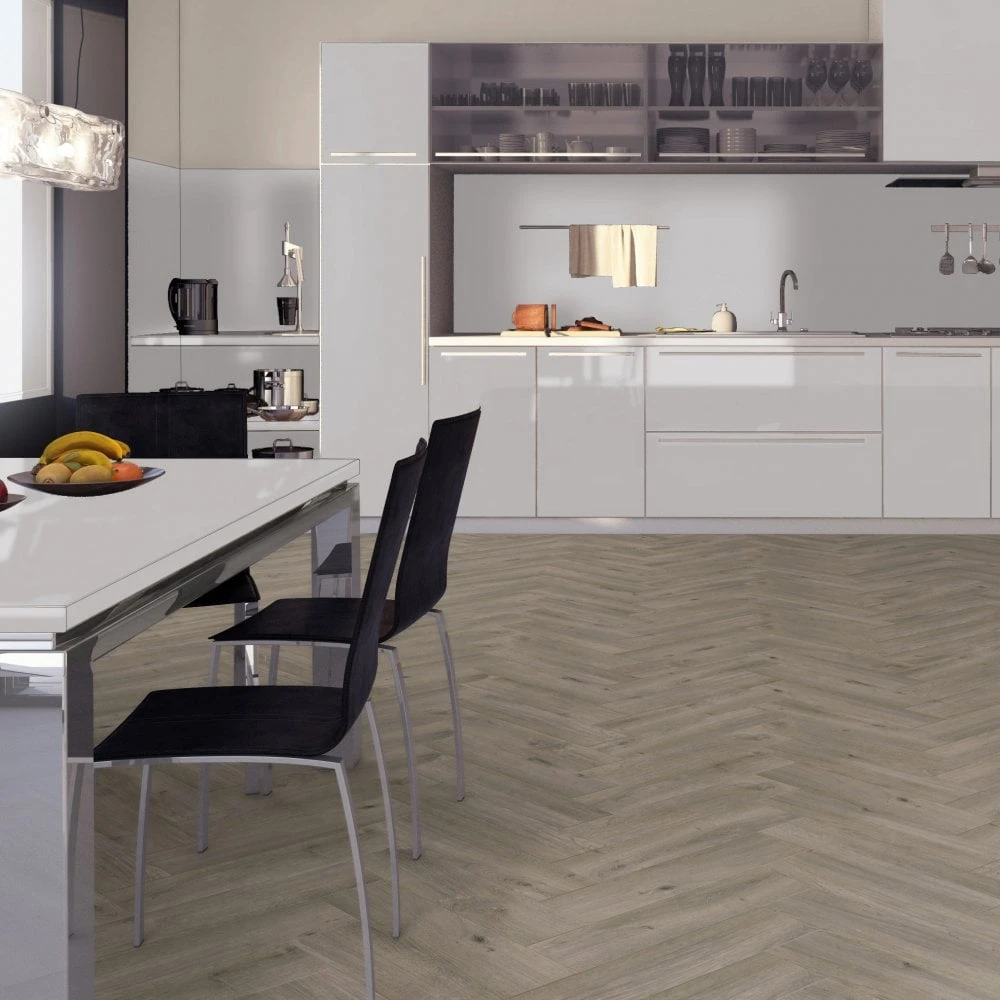 Liberty Floors Grey Oak - Herringbone SPC 5.5mm Rigid Core Vinyl Flooring (219442) - Image 6
