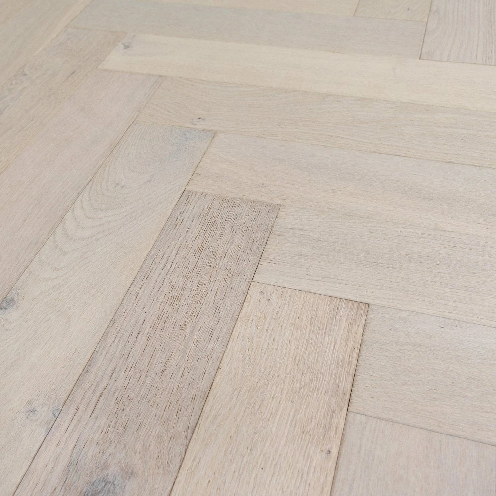 Liberty Floors Ivory White Oak - Herringbone Parquet 14mm Engineered Real Wood Flooring (219387) - Image 2