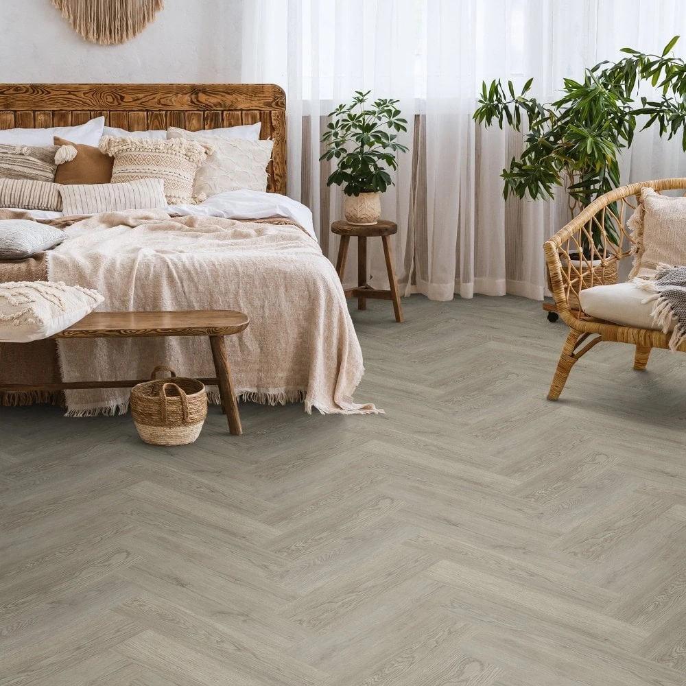 Liberty Floors Steel City Grey - Lifestyle SPC Herringbone 5.5mm Rigid Core Vinyl Flooring (305107) - Image 2