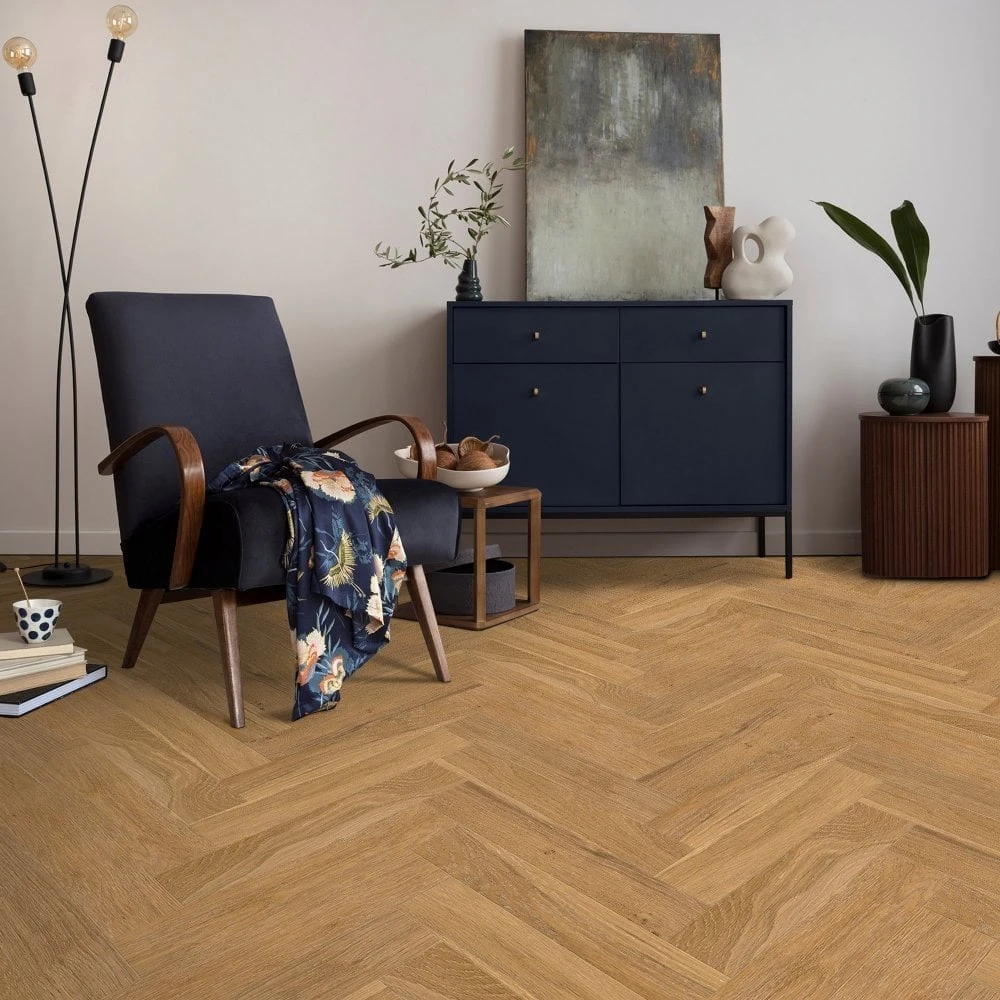 Liberty Floors White Oak Smoked - Herringbone Parquet 14mm Engineered Real Wood Flooring (221774) - Image 2